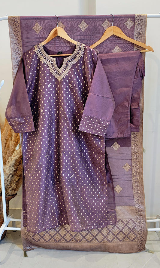 Purple Banarasi suit