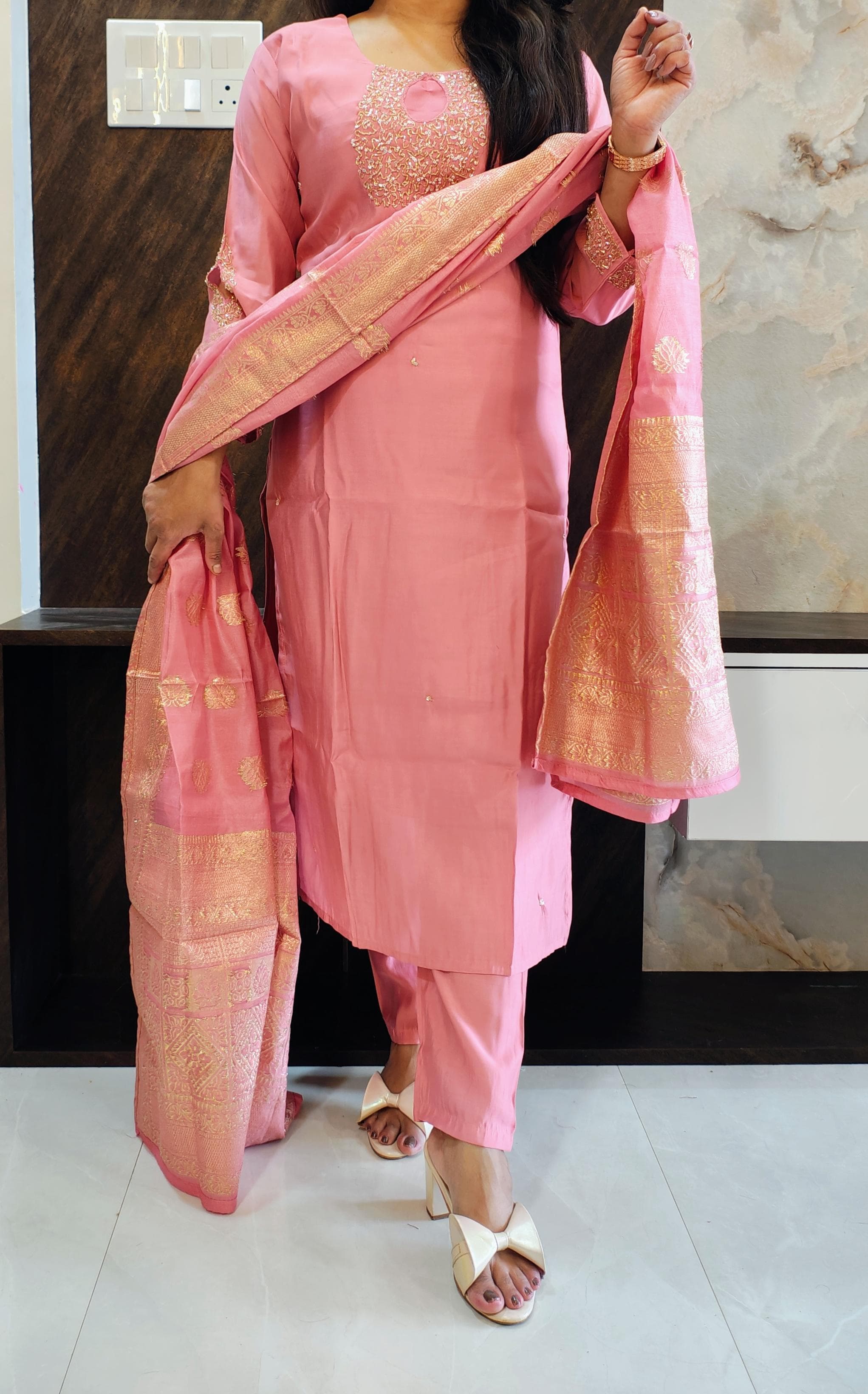 Pink Roman Silk Suit Pink Roman Silk Suit