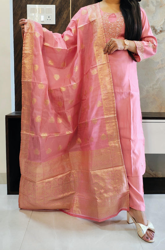 Pink Roman Silk Suit