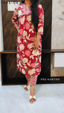 Red Front Pleated Kurta Pant Set Red Front Pleated Kurta Pant Set