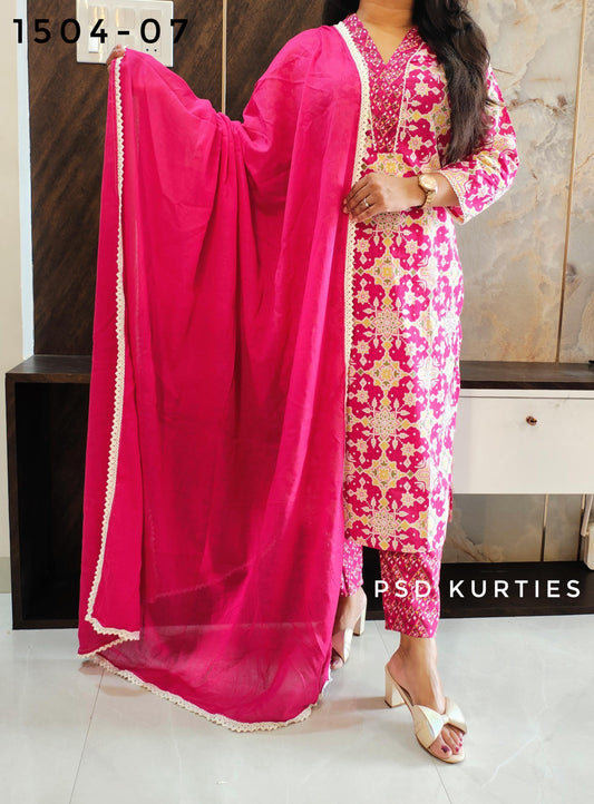 Rose Pink Pure Cotton Suit