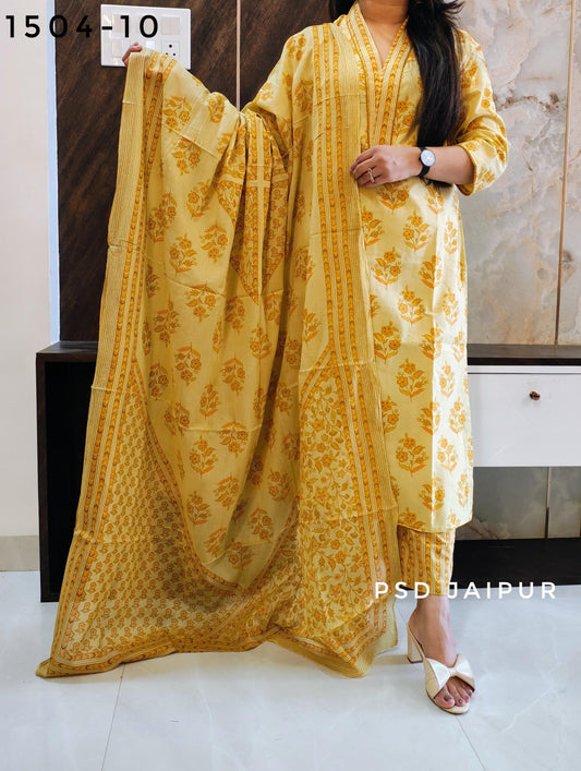 Mustard Pure Cotton Suit