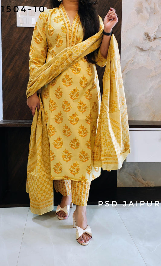 Mustard Pure Cotton Suit