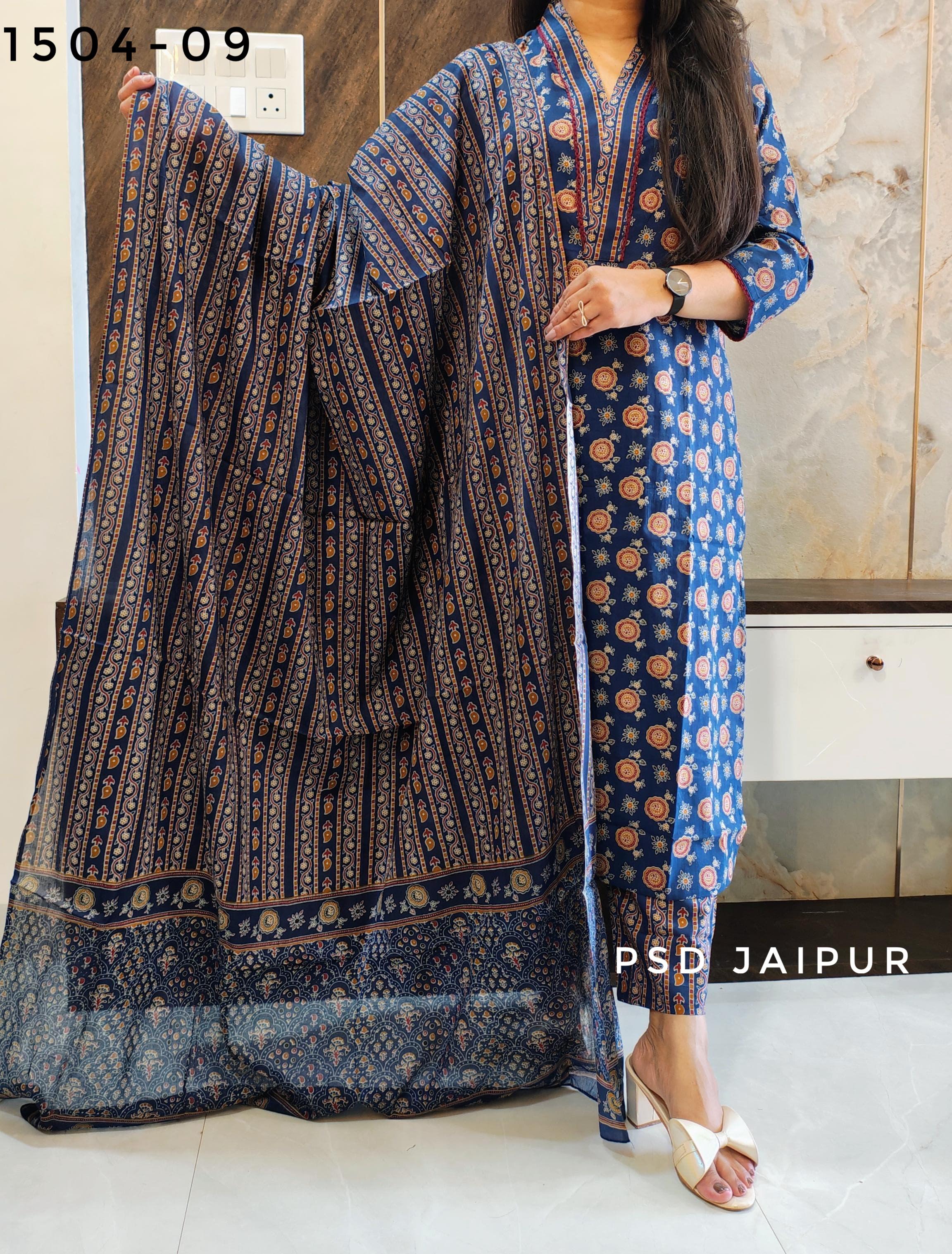Blue Pure Cotton Suit Blue Pure Cotton Suit