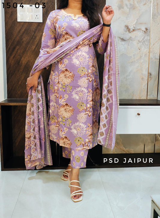 Purple Pure Cotton Suit