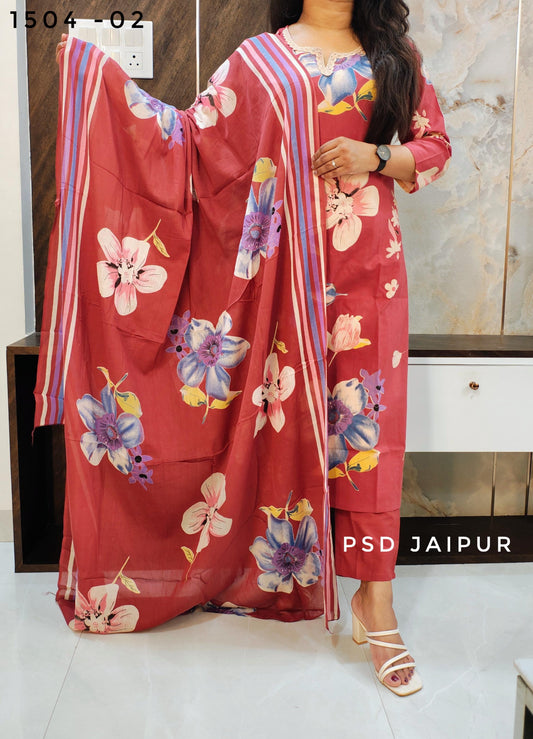 Red Pure Cotton Suit