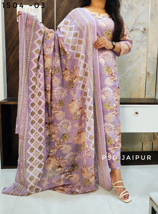 Purple Pure Cotton Suit