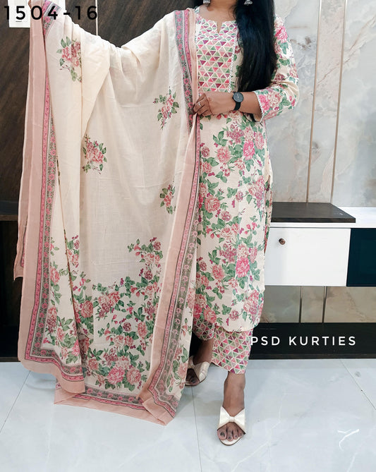 Off White Pure Cotton Suit