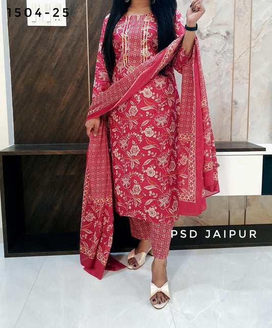 Red Pure Cotton Suit