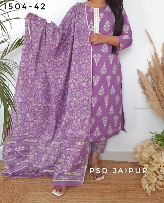 Purple Pure Cotton Suit