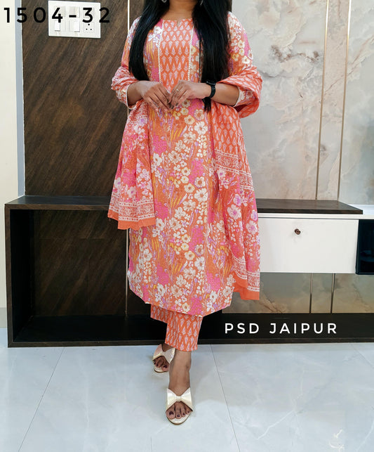 Peach Pure Cotton Suit
