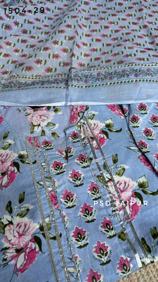 Sky Blue Pure Cotton Suit