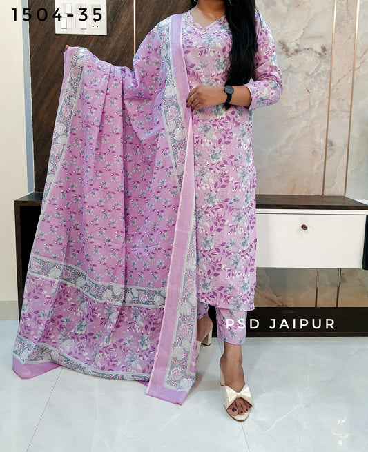 Purple Pure Cotton Suit