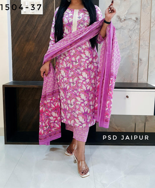 Purple Pure Cotton Suit