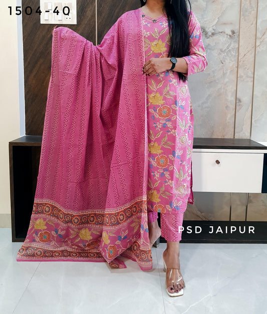 Pink Pure Cotton Suit