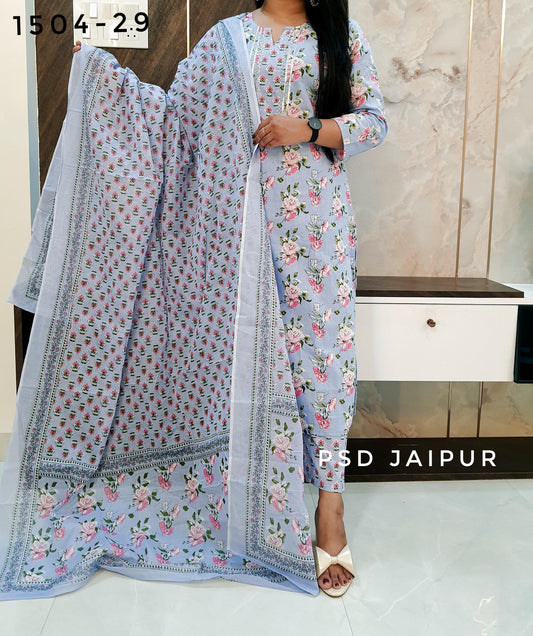 Sky Blue Pure Cotton Suit