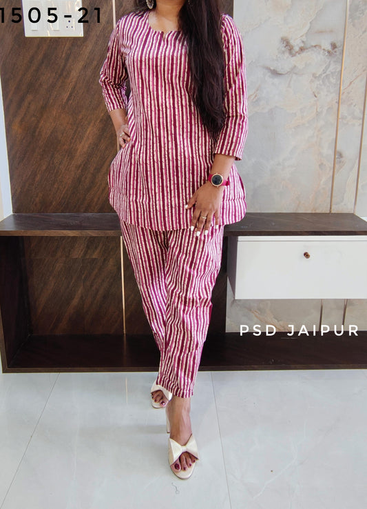 Pink Stripe Cotton Co-ord set