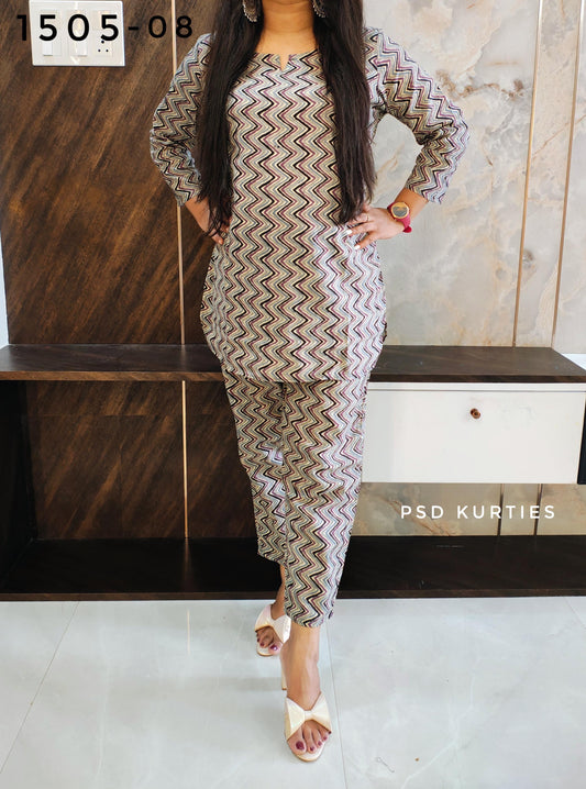 Gray Zig Zag Cotton Co-ord set