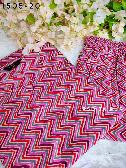Pink Zig Zag Cotton Co-ord set