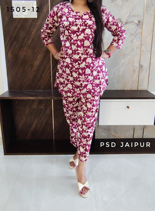 Pink Floral Cotton Co-ord set