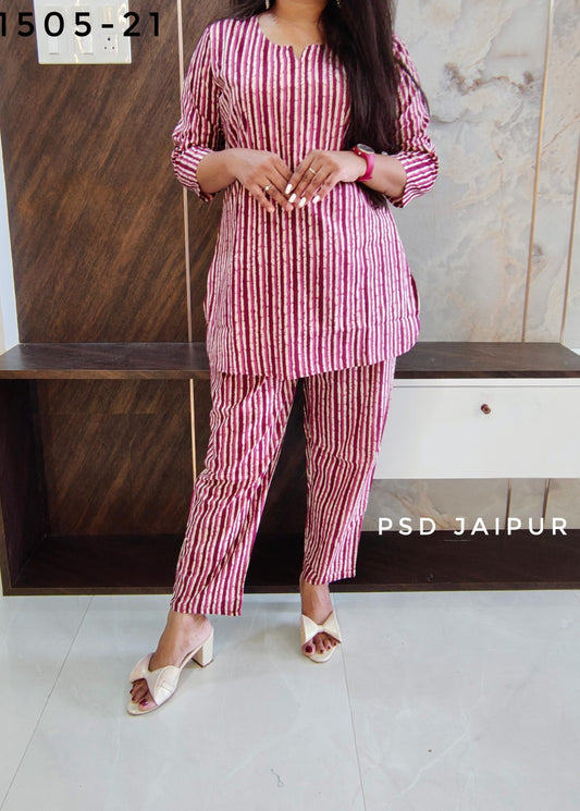 Pink Stripe Cotton Co-ord set