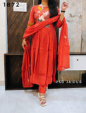 Rust Mal Chanderi A-Line Suit Rust Mal Chanderi A-Line Suit