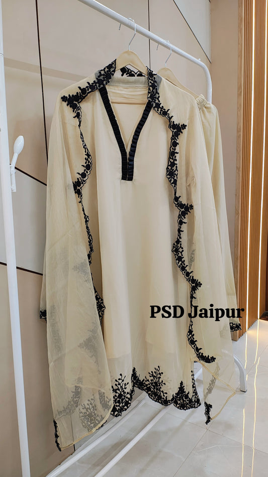 Lux Off white Plazzo  Suit Set