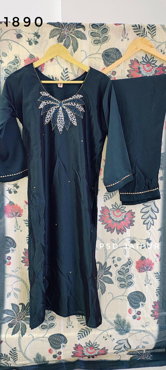Green Roman Silk Suit