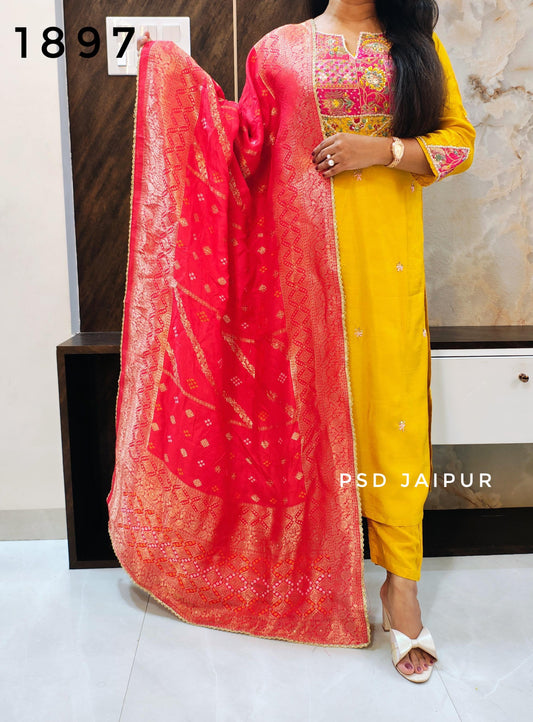 Mango Yellow Dola Silk Suit