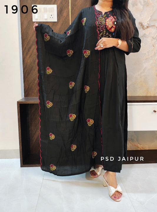 Black Mal Chanderi Suit