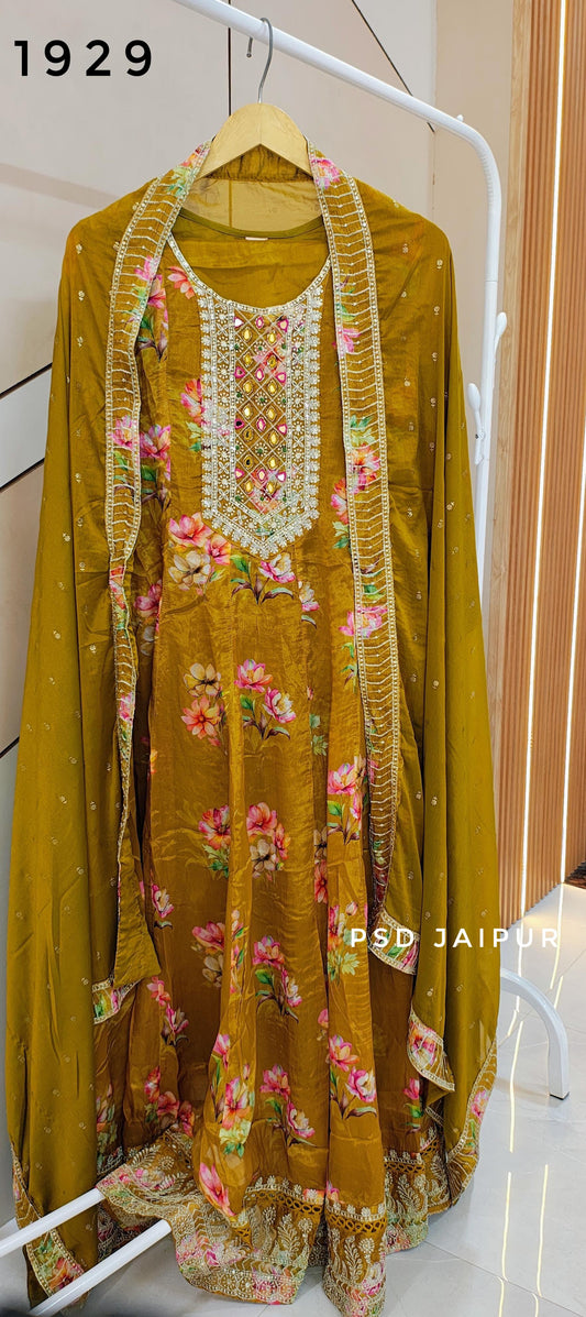 Pure Chinon Anarkali suit