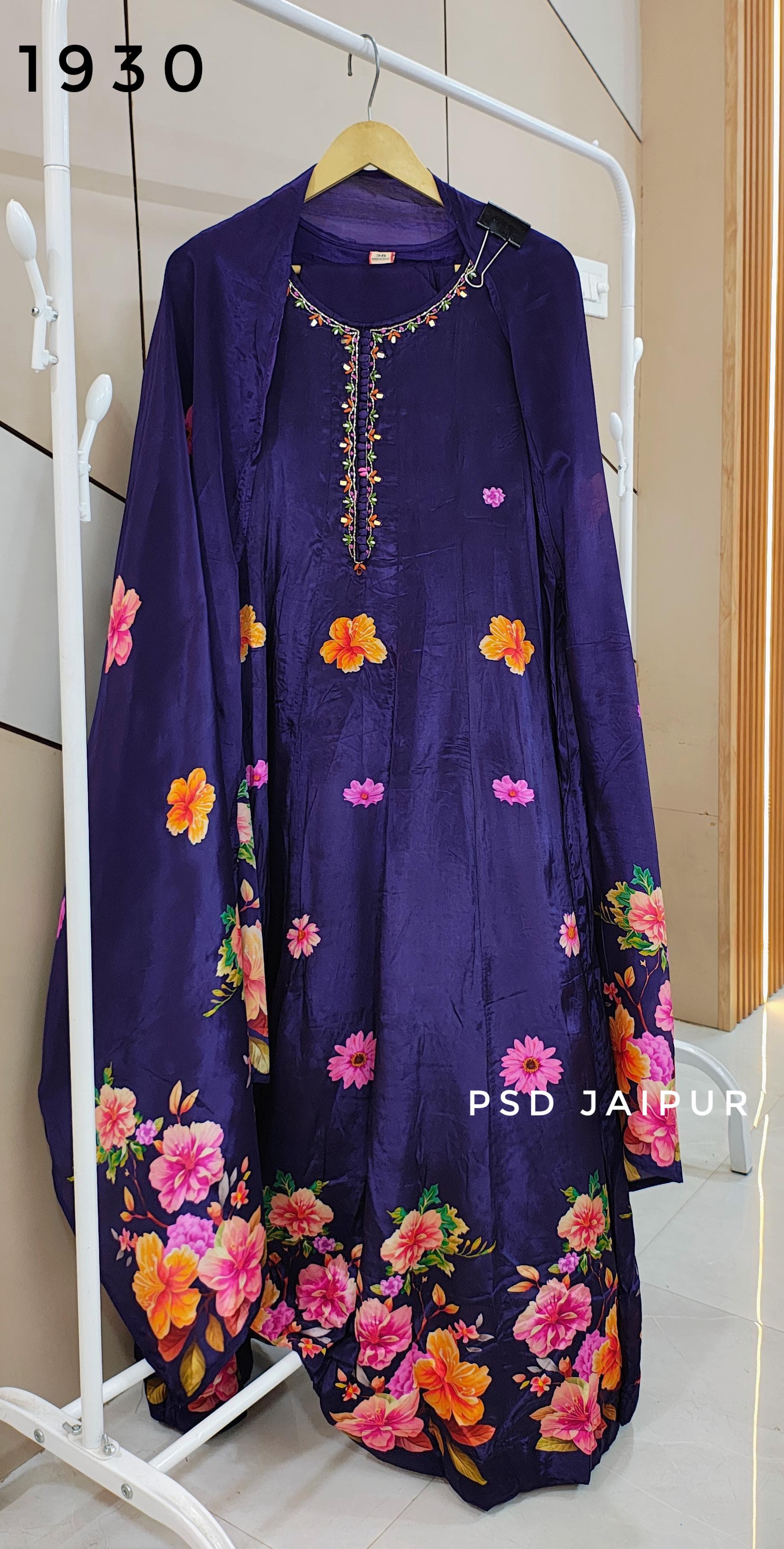 Purple Natural Crep Anarkali Suit Purple Natural Crep Anarkali Suit