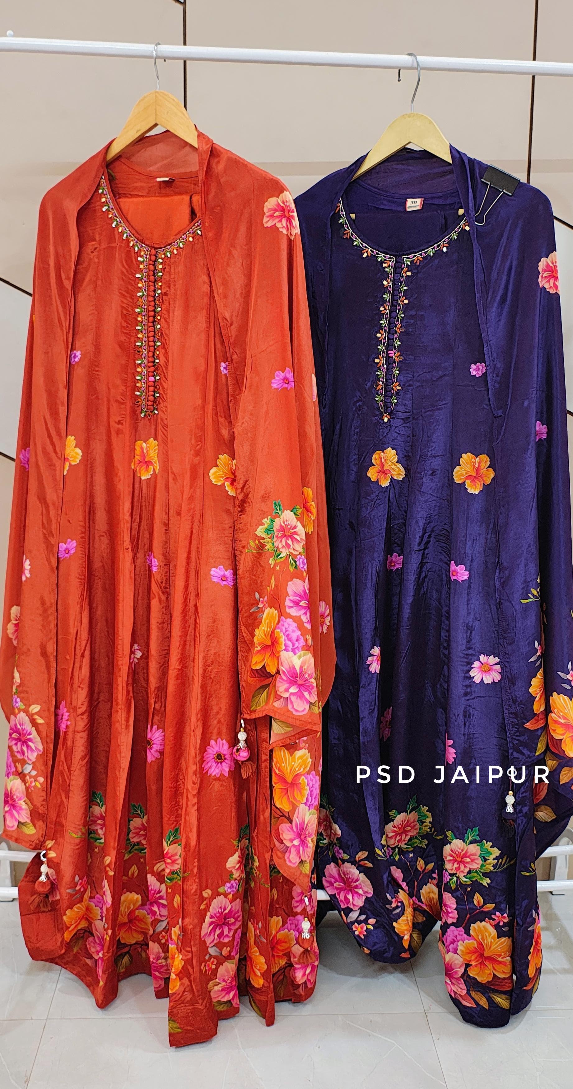 Purple Natural Crep Anarkali Suit Purple Natural Crep Anarkali Suit
