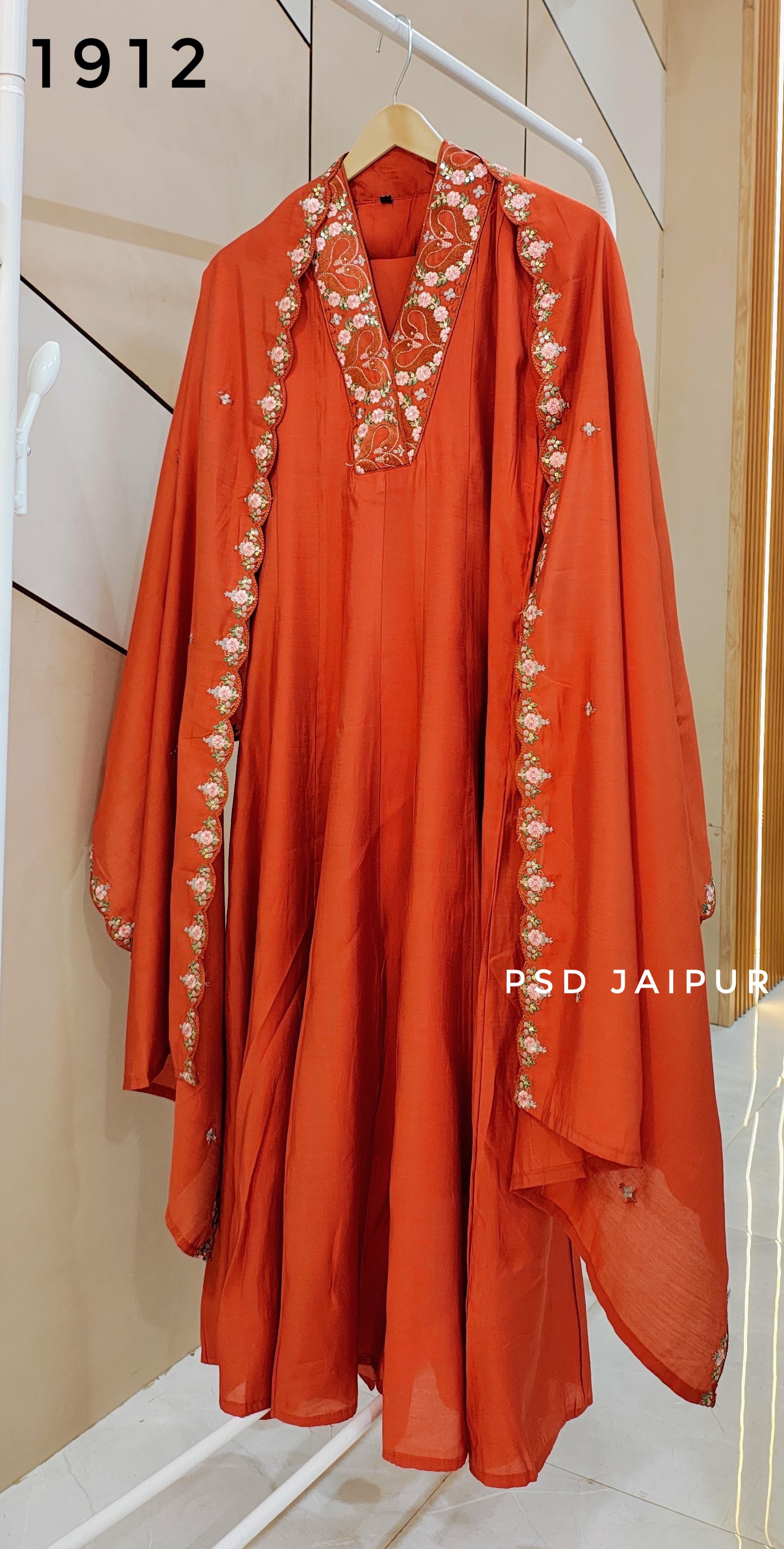 Orange Roman Anarkali Suit Orange Roman Anarkali Suit