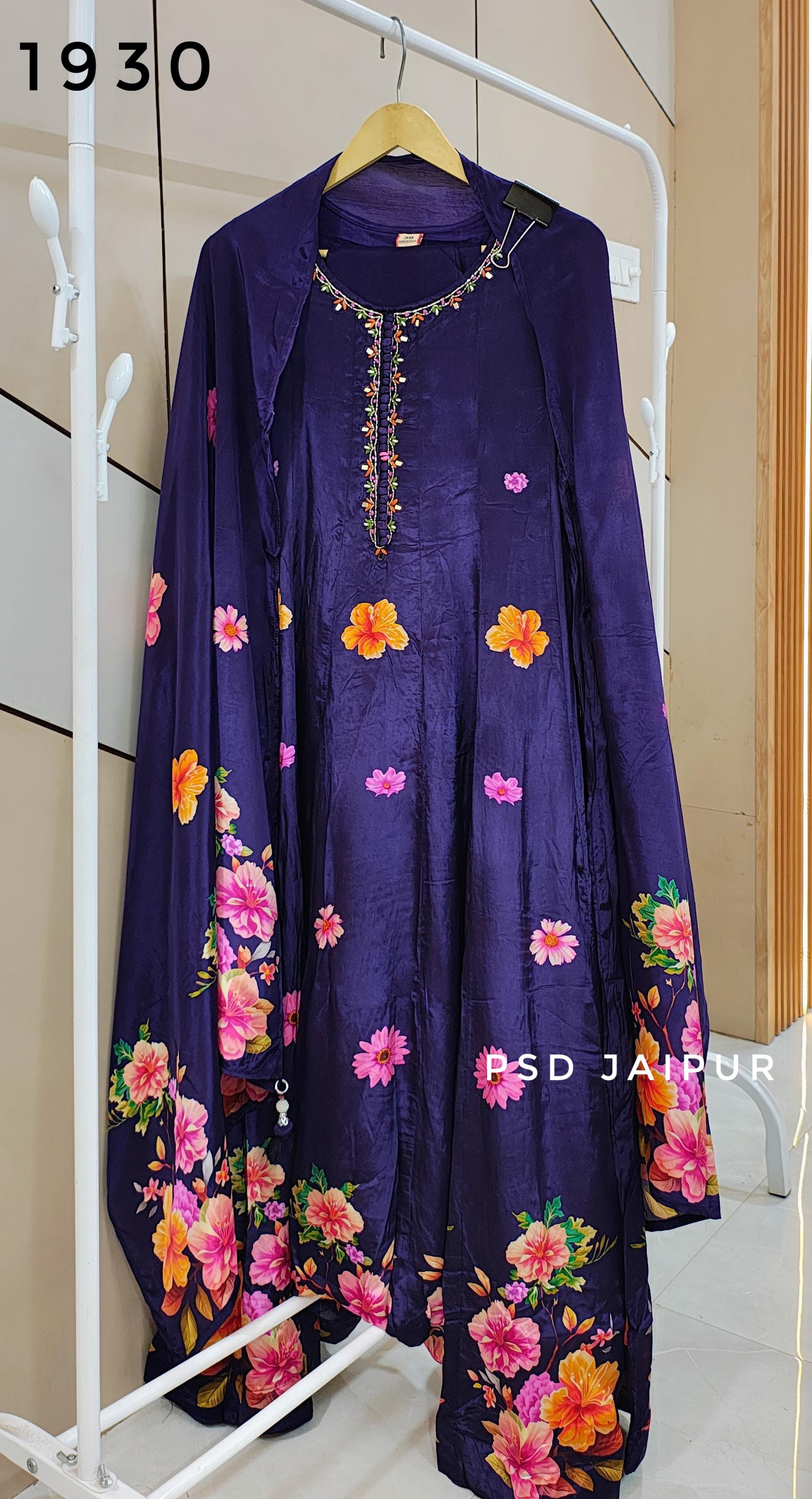 Purple Natural Crep Anarkali Suit Purple Natural Crep Anarkali Suit
