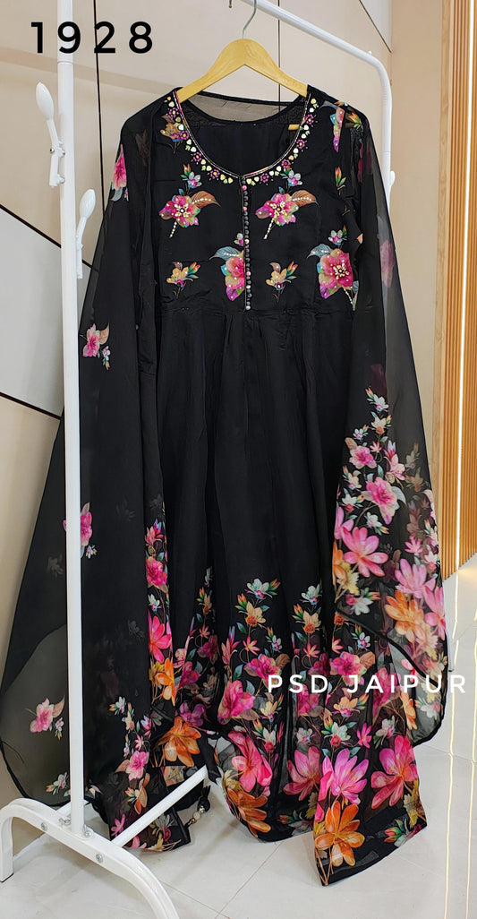 Black Organza Anarkali Suit