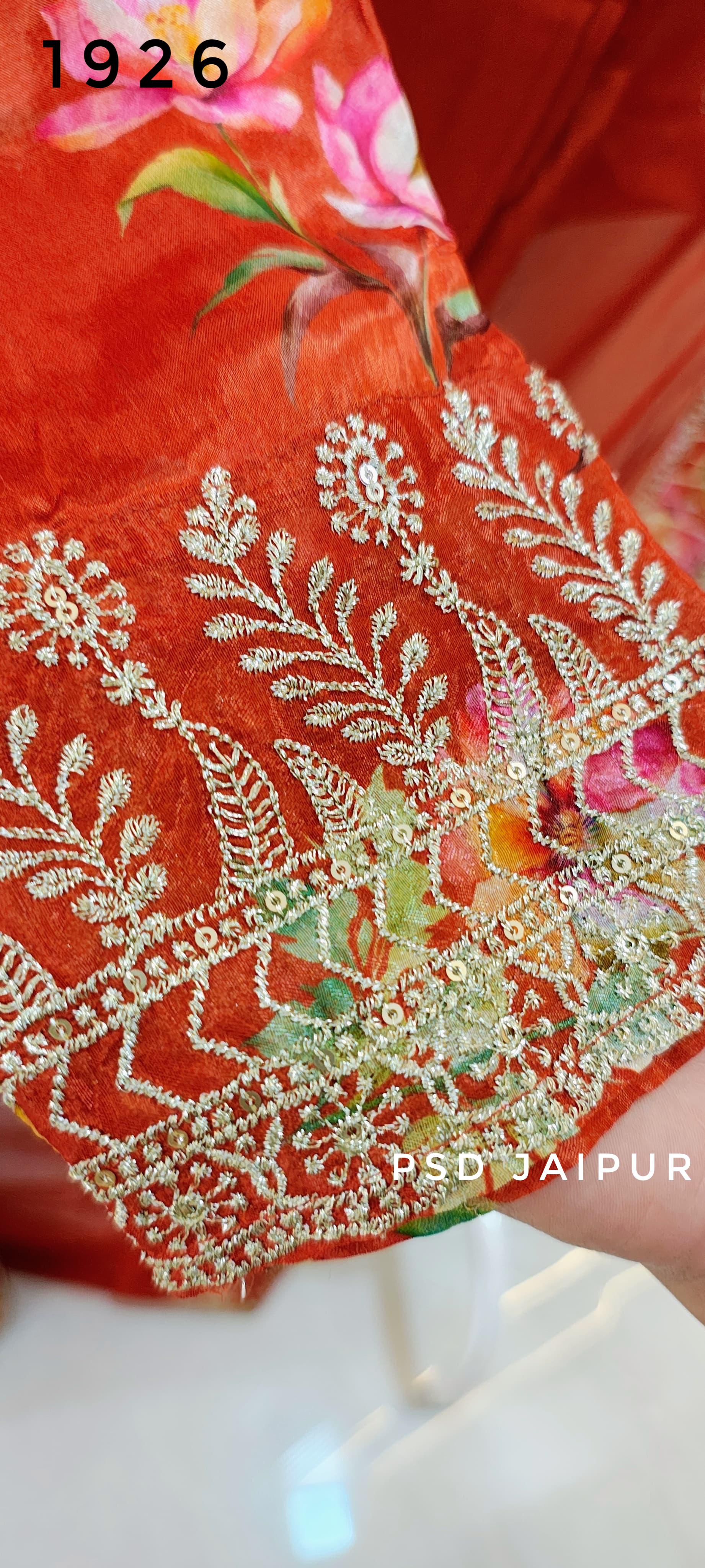 Orange Pure Anarkali chinon suit Orange Pure Anarkali chinon suit