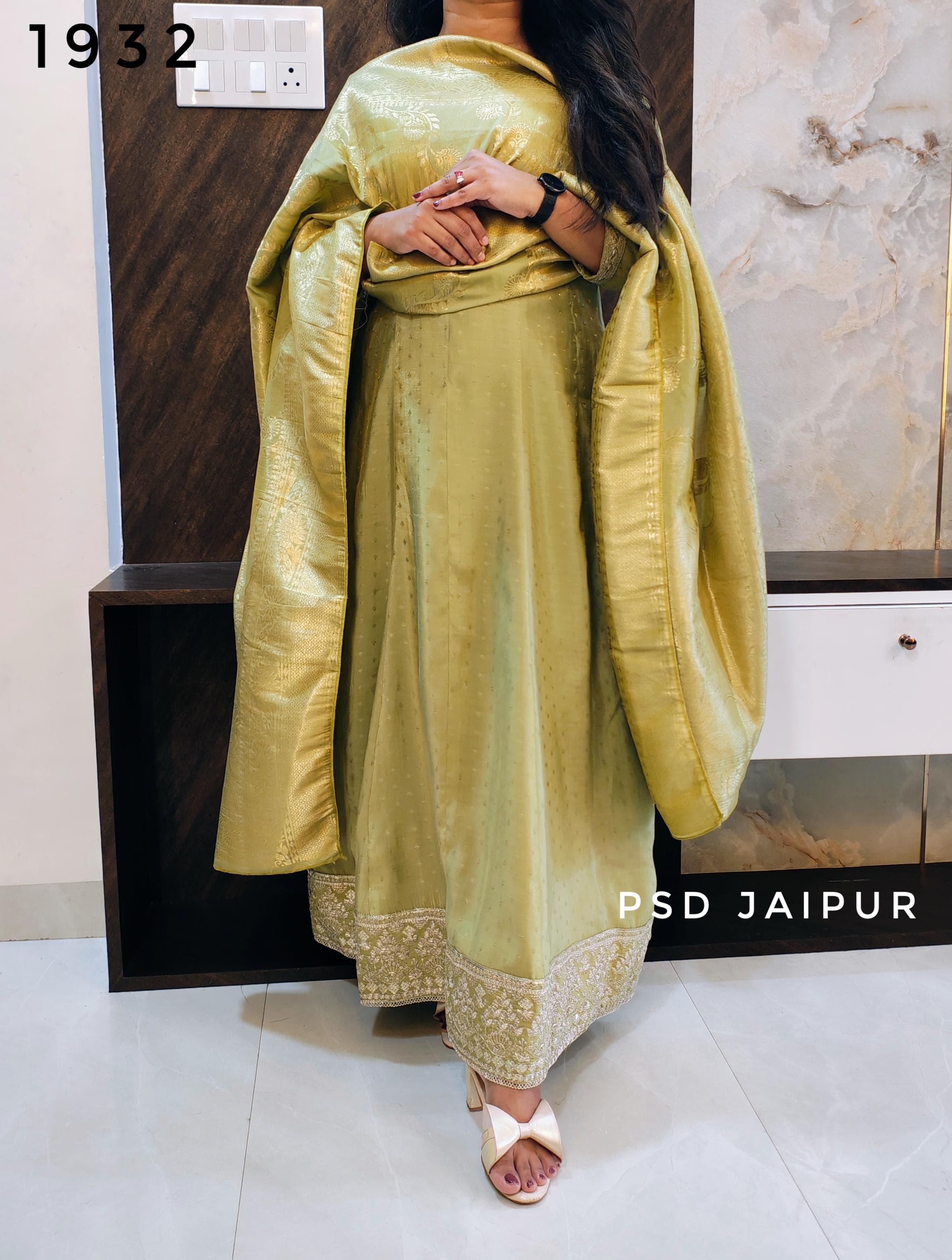 Green Roman Anarkali Gown Suit Green Roman Anarkali Gown Suit
