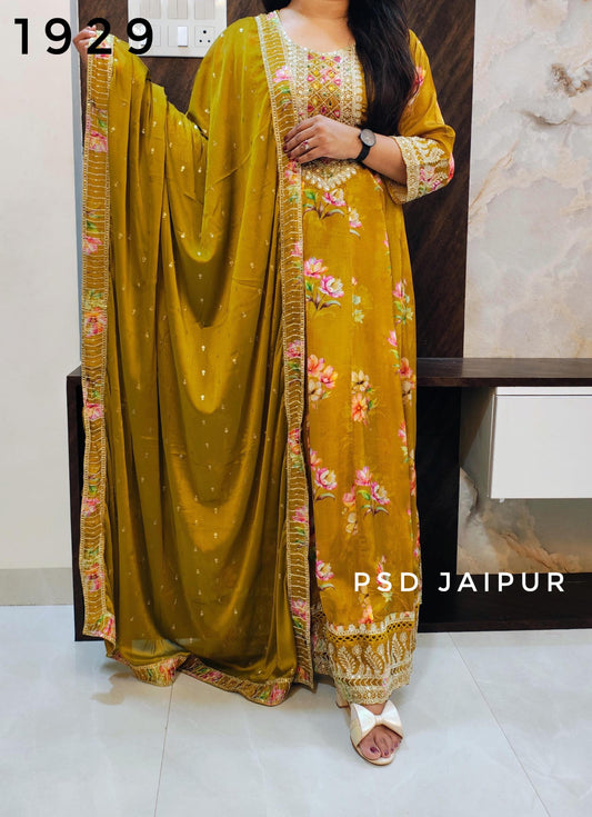 Pure Chinon Anarkali suit