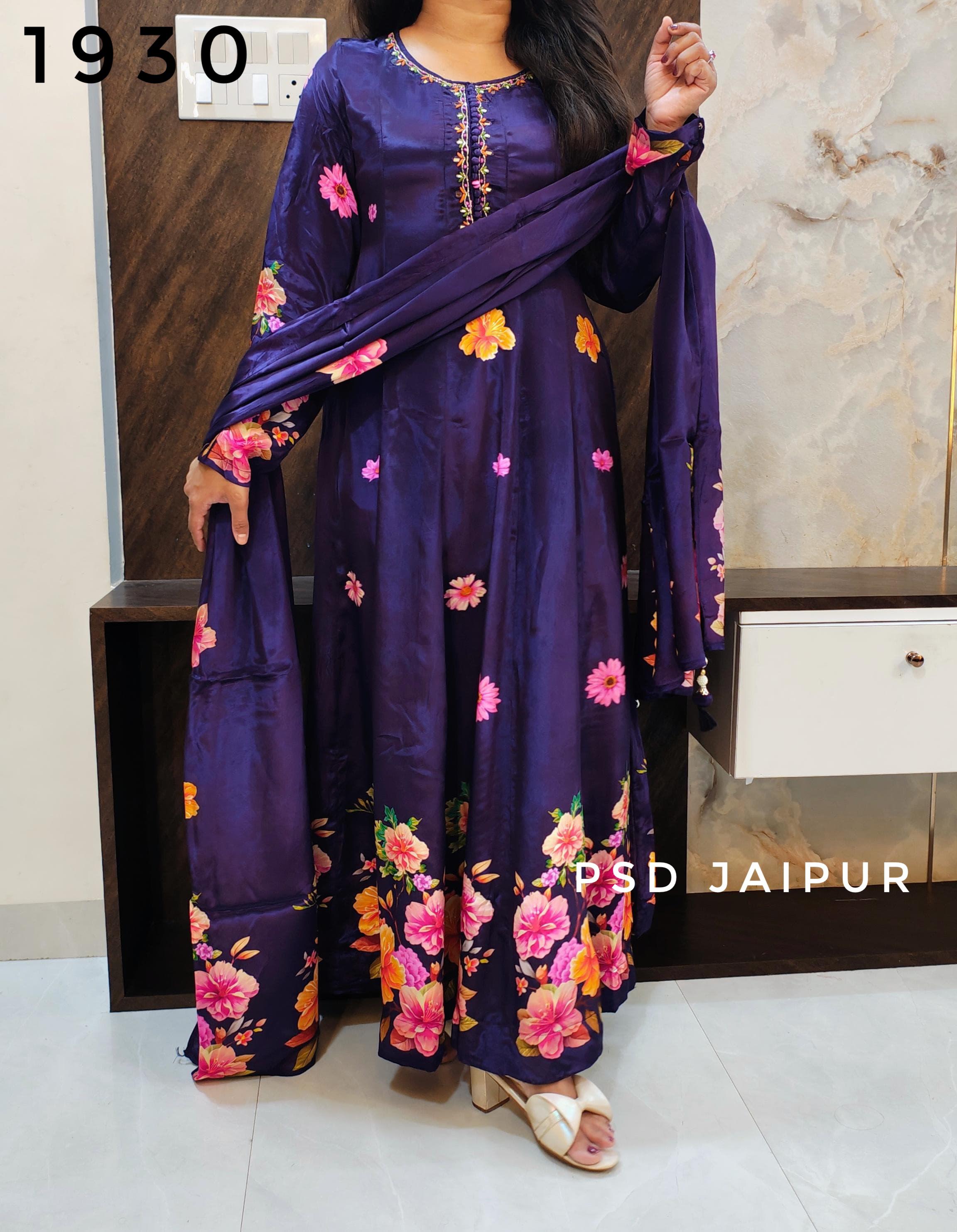 Purple Natural Crep Anarkali Suit Purple Natural Crep Anarkali Suit