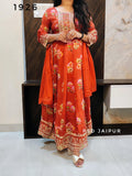 Orange Pure Anarkali chinon suit Orange Pure Anarkali chinon suit