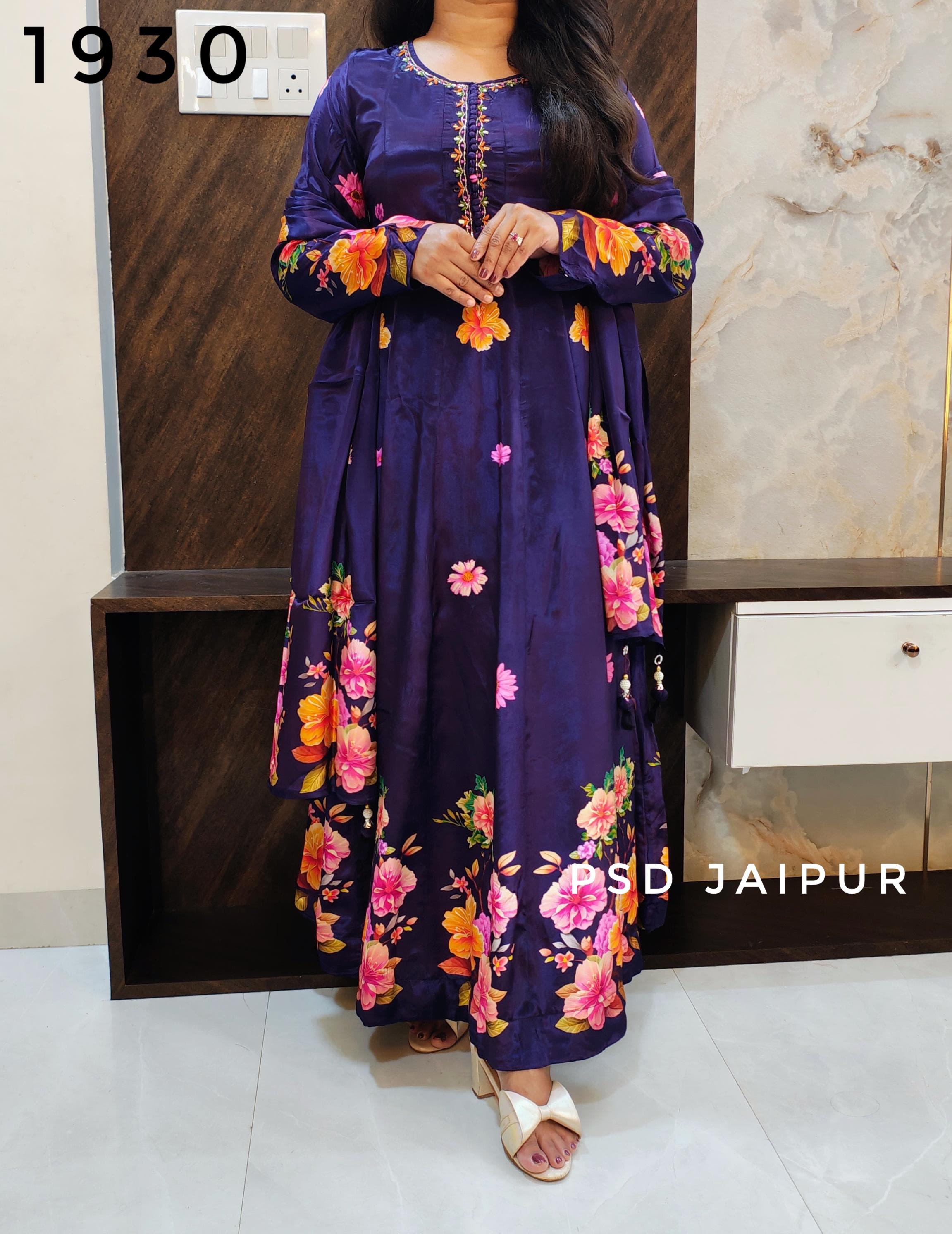 Purple Natural Crep Anarkali Suit Purple Natural Crep Anarkali Suit
