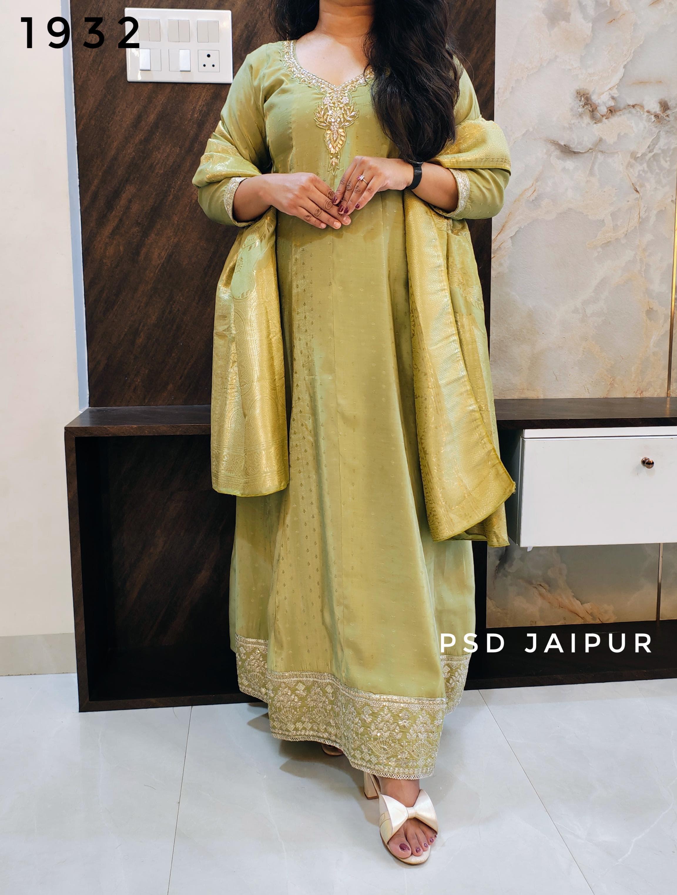 Green Roman Anarkali Gown Suit Green Roman Anarkali Gown Suit