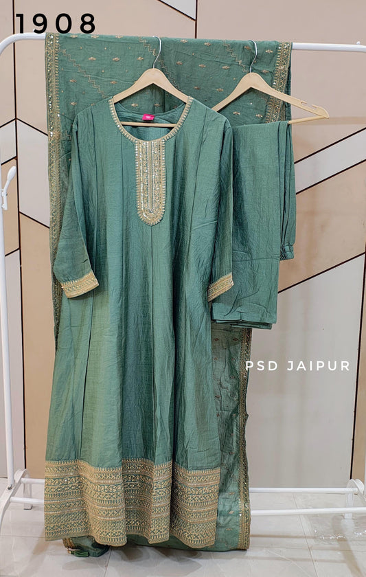 green Anarkali Suit