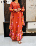 Orange Natural Crep Anarkali Suit Orange Natural Crep Anarkali Suit