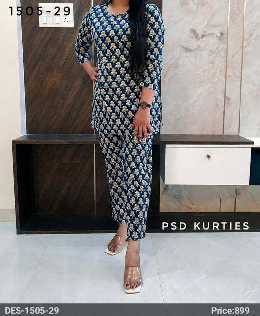 Blue Floral Cotton Co-ord set