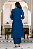 Designer Banarsi Silk Suit Set  - Blue