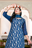 Designer Banarsi Silk Suit Set  - Blue