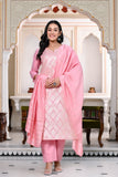 Designer Banarsi Silk Suit Set  - Light Pink