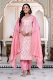 Designer Banarsi Silk Suit Set  - Light Pink